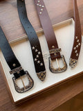 Vintage Stylish Star Rivet Wide Leather Belt 6W6JBT168