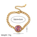 French Style Enamal Floral Print Charm Bracelet 6W6JBR332