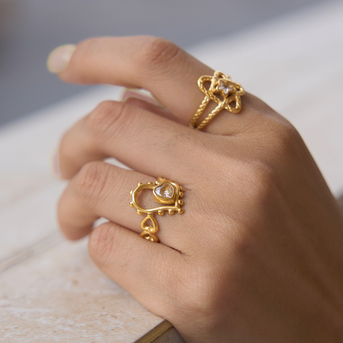 Heart Hollow Zircon Ring - DippedShop Wholesale - #7699