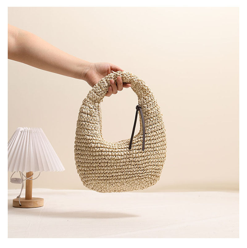 Straw Woven Crescent Handbag - DippedShop Wholesale - #5715