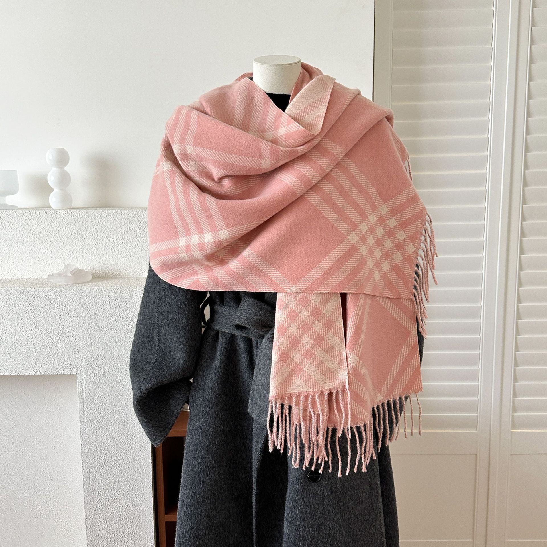 Vintage Plaid Cashmere-Feel Shawl Wrap Scarf 6W6NSC90