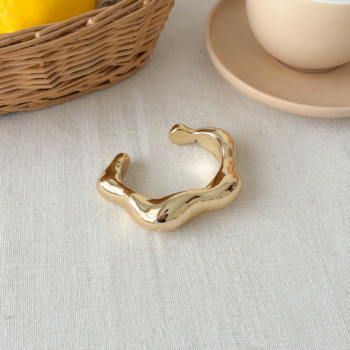 Chunky Gold Plated Irregular Statement Open Bracelet 6W6JBR582