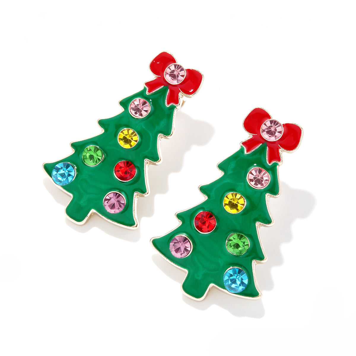 Rhinestone Christmas Tree Earrings - DippedShop Wholesale - #6003
