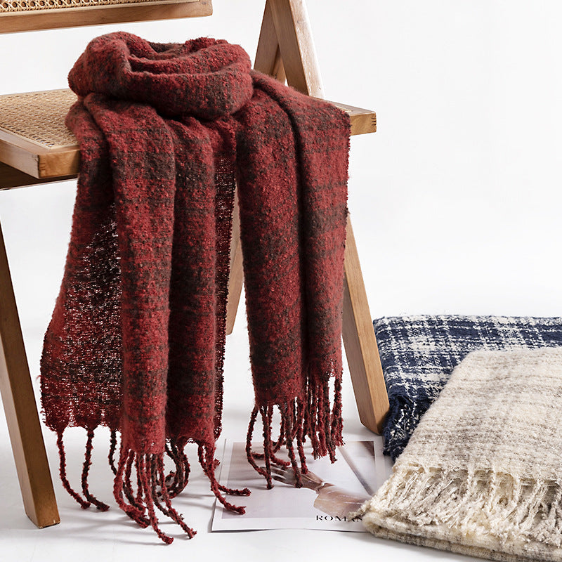 Vintage Soft Plaid Tassel Scarf 6W6NSW289