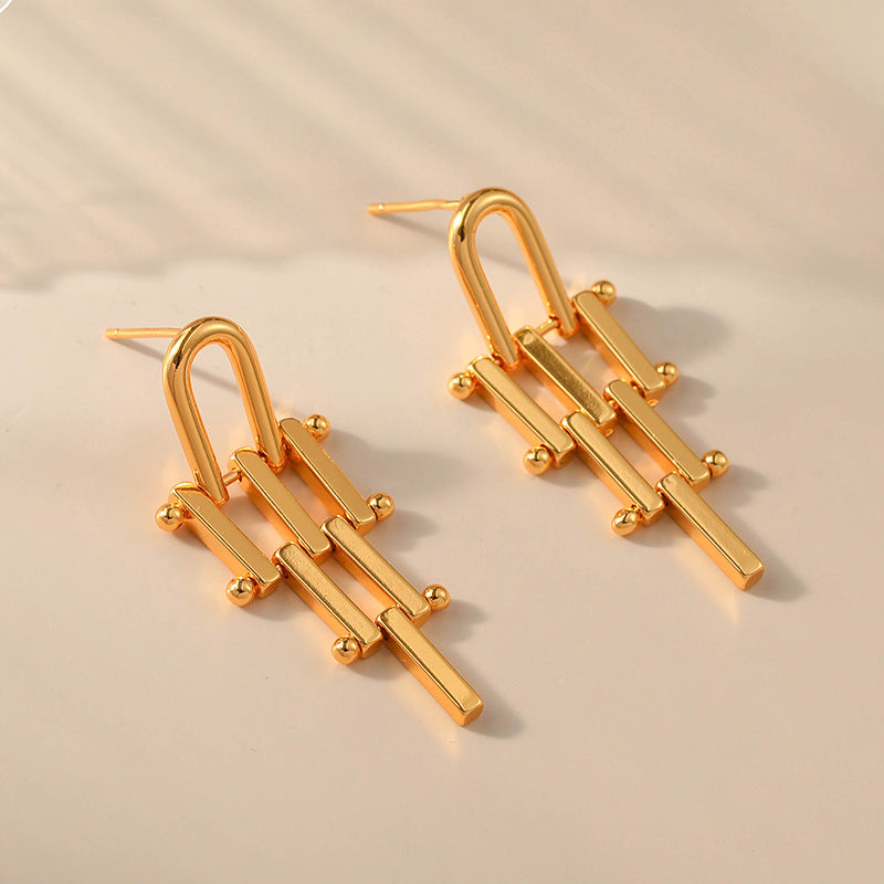 Irregular Geometric Metal Long Stud Earrings DPJE1230