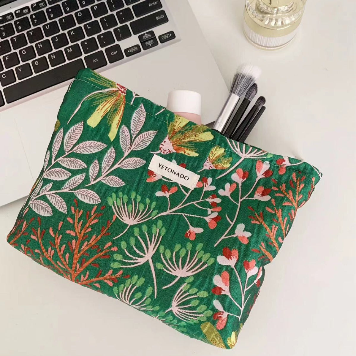 Casual Floral Embroidery Large Capacity Makeup Bag MK2BW6W10BOB403