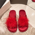 Fluffy Feather Slide Slippers - DippedShop Wholesale - #7715