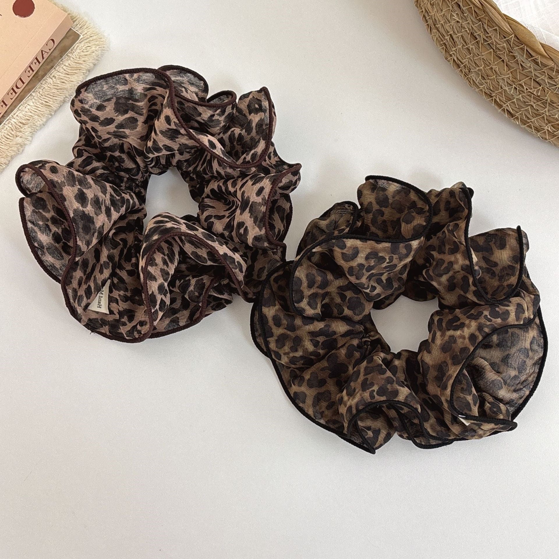 Retro Leopard Print Double Layer Hair Scrunchies 6W6HSR333