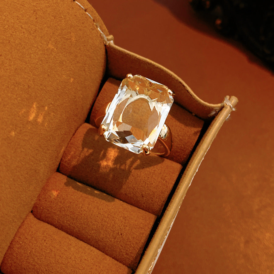 Chunky Square Cubic Zirconia Open Ring 6W6JRG361