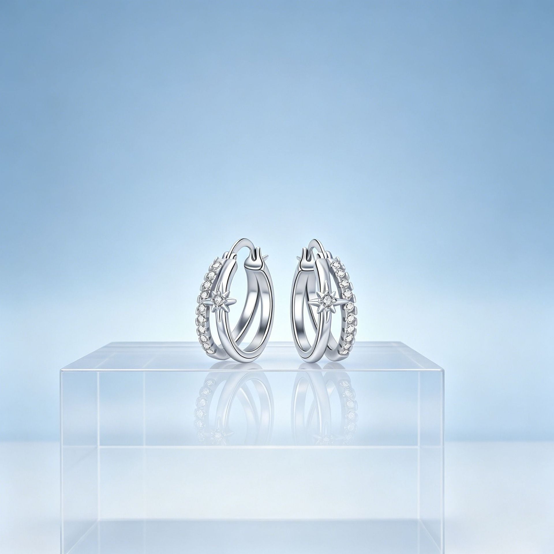 Trendy Cubic Zirconia Starburst Hoop Earrings 6W6JER597