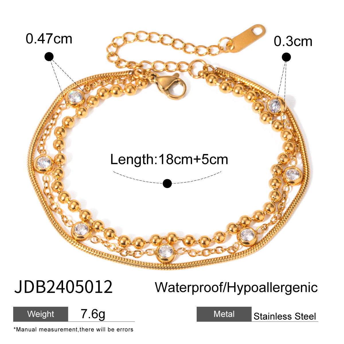 Minimalist Stainless Zircon Bracelet - DippedShop Wholesale - #3443