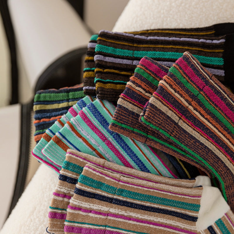 Striped Breathable Crew Socks - DippedShop Wholesale - #3283