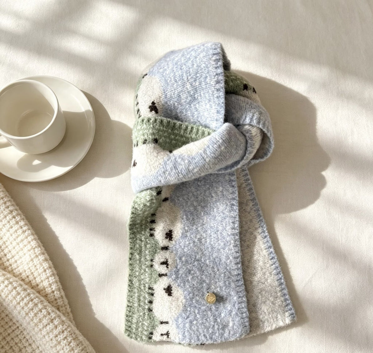 Cute Color Contrast Wool Blend Knit Scarf 6W6NSC129