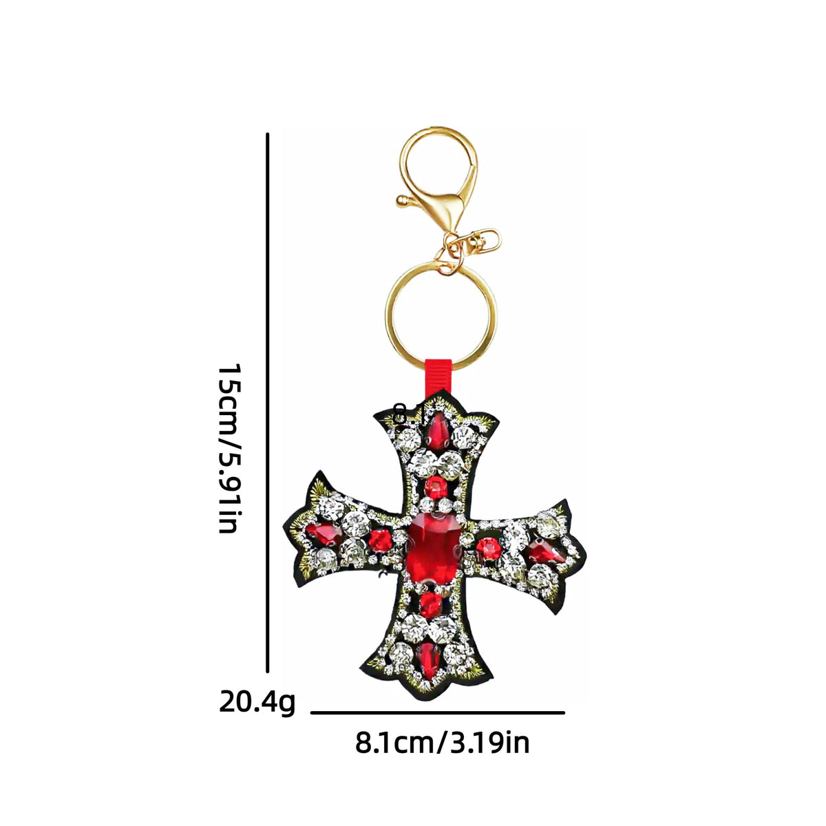 Vintage Rhinestones Cross Pendant Keychain Bag Charm 6W10BBC820
