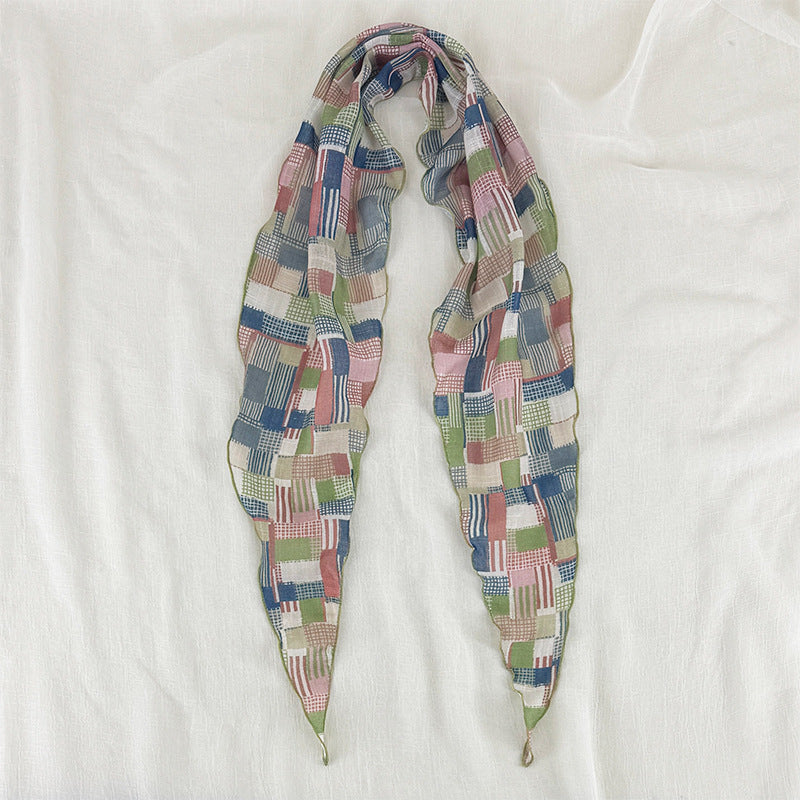Vintage Plaid Silk Scarf - DippedShop Wholesale - #9219