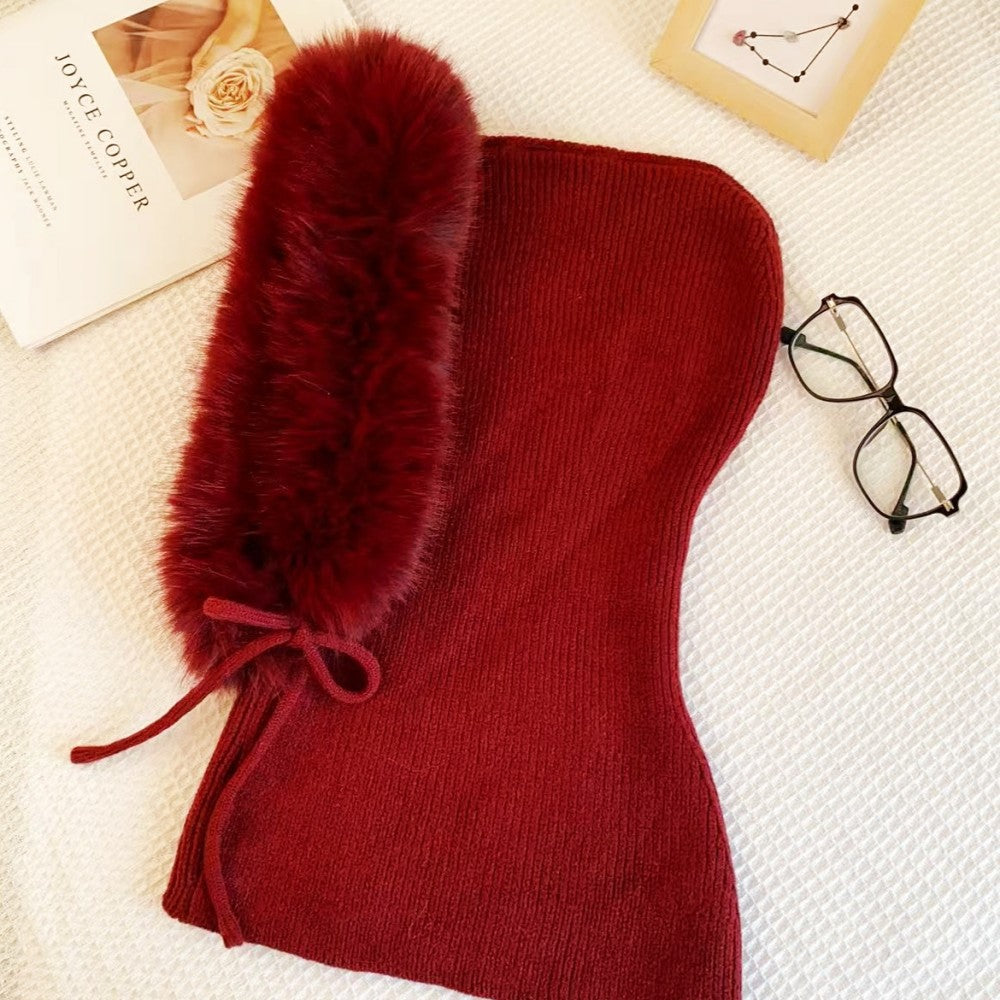 Knit Hooded Scarf Cap - DippedShop Wholesale - #5843