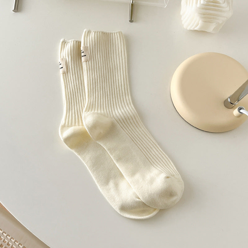 Solid Ribbed Cotton Socks - DippedShop Wholesale - #3411