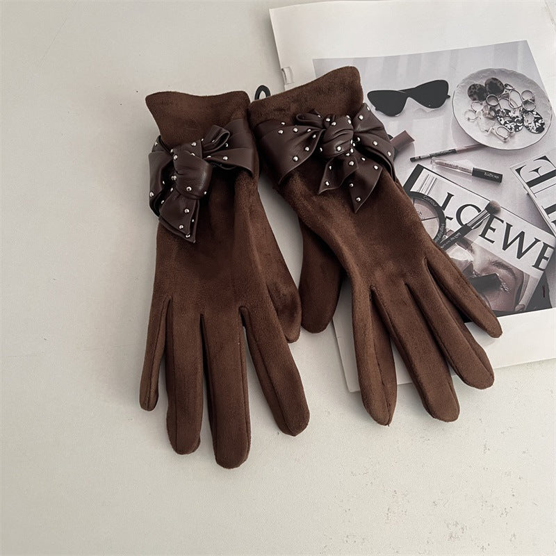 Trendy Studded Bow Knot Warm - DippedShop Wholesale - #8499