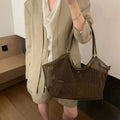 Minimalist Solid Color Hollow Straw Woven Shoulder Bag MK2BCR6W10BBG20