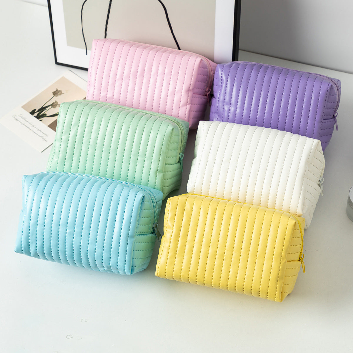 Minimalist Solid Color PU Cosmetic - DippedShop Wholesale - #2179