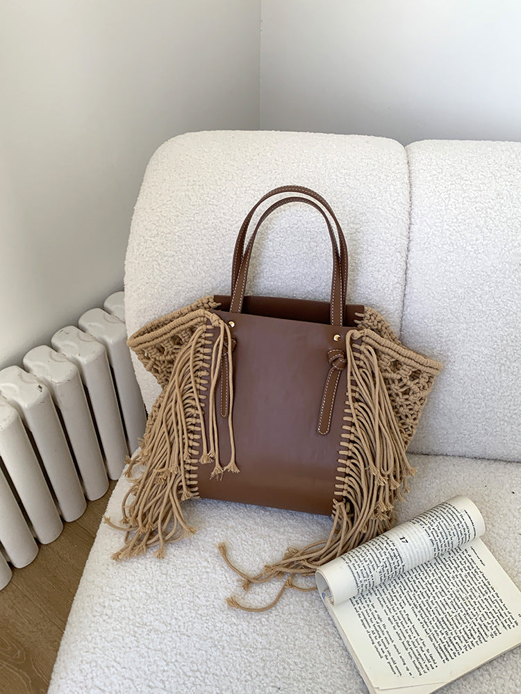 Vintage Hollow Tassel Large Capacity Tote Bag 8BW6BBG423T