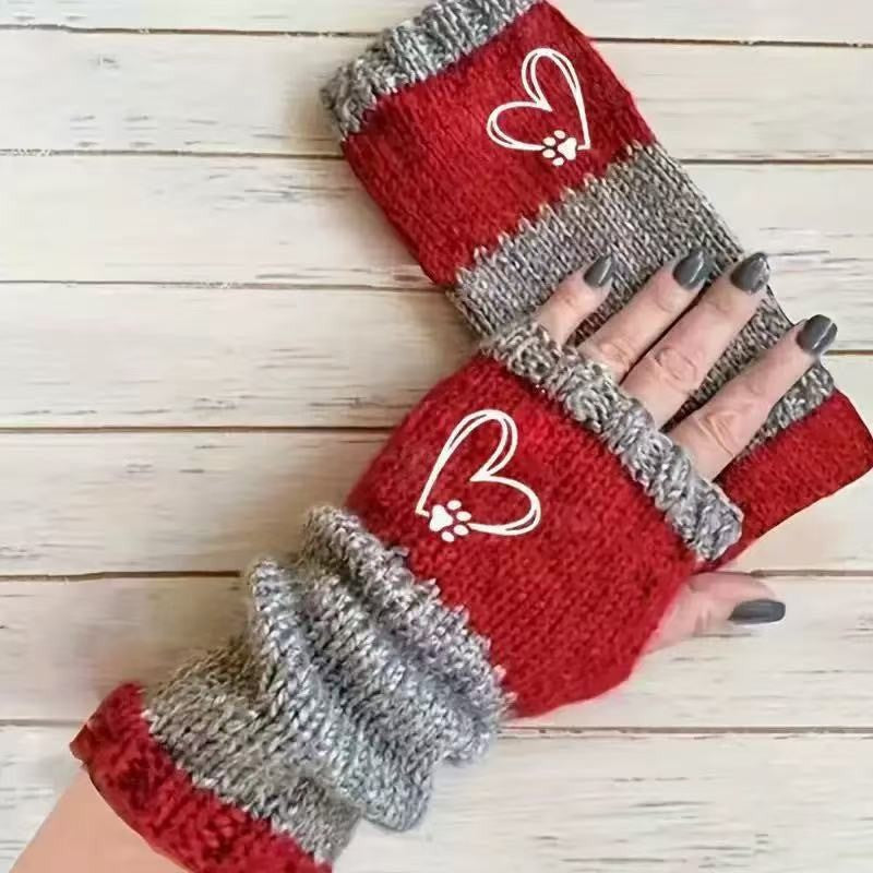 Cat Print Fingerless Gloves - DippedShop Wholesale - #3475