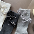 Sweet Bow Rhinestone Mid-Calf Socks 6W8FSO767