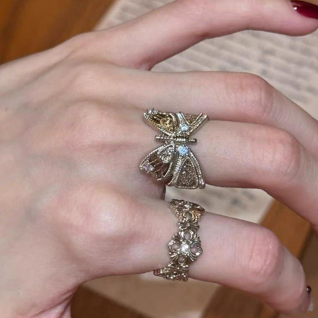 Vintage Butterfly Zircon Ring - DippedShop Wholesale - #7619