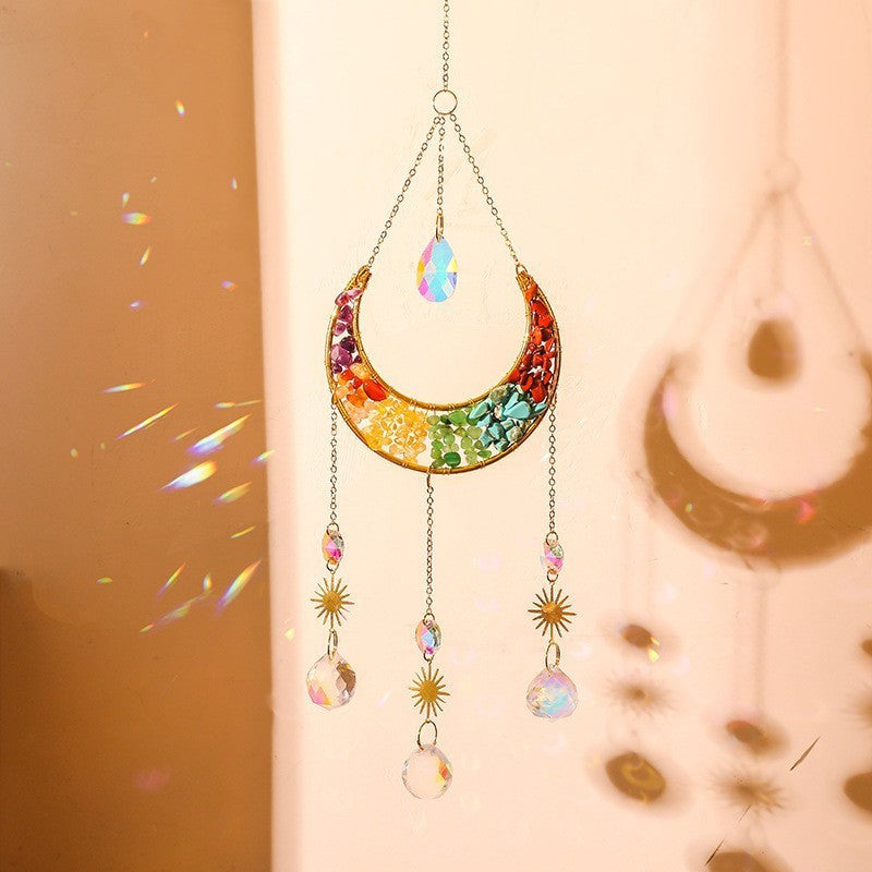 Sparkling Colorful Crystal Moon Sun Catcher 6H7HLS185