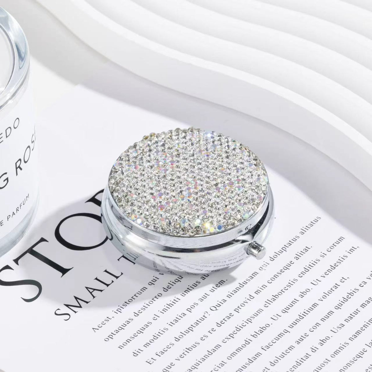 Rhinestone Round Mirror Case - DippedShop Wholesale - #2819