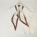 Simple Color Block Striped Print Silk Scarf 6W6NSI258
