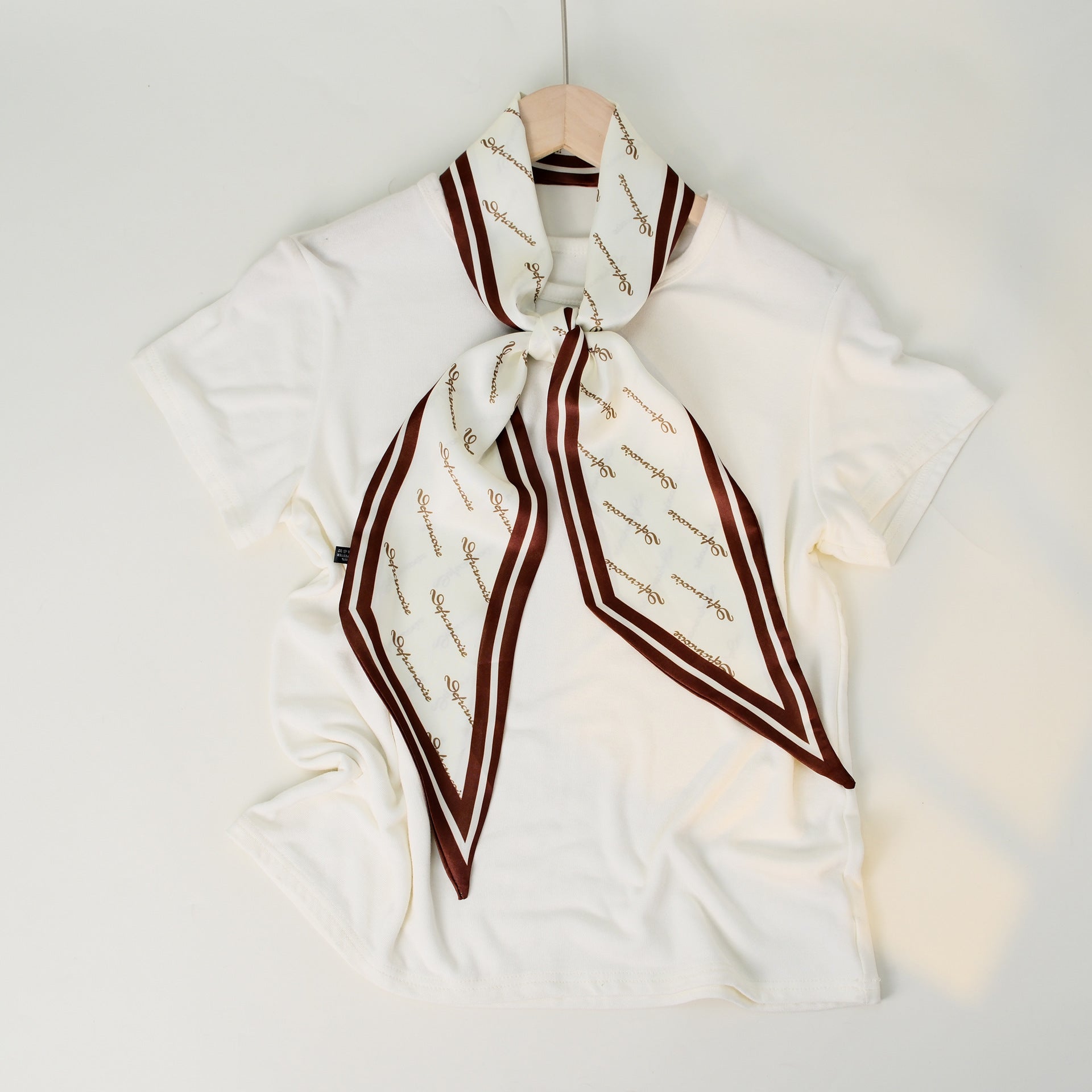 Simple Color Block Striped Print Silk Scarf 6W6NSI258