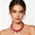 Boho-Style Hand Woven USA Flag Choker Necklace 8ZA6JNC286T