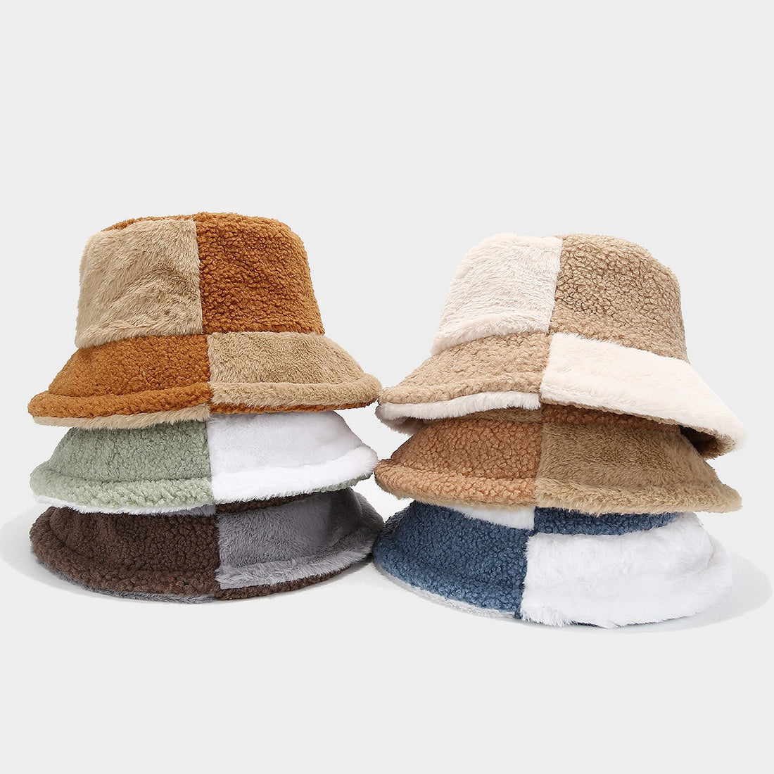 Trendy Color Block Thermal Wool Bucket Hat DP25G742