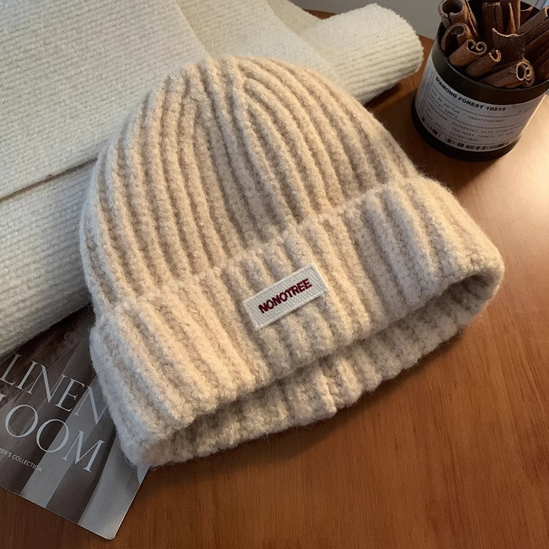 Casual Solid Color Thick Warm Knit Beanie Hat 6W6HAT547