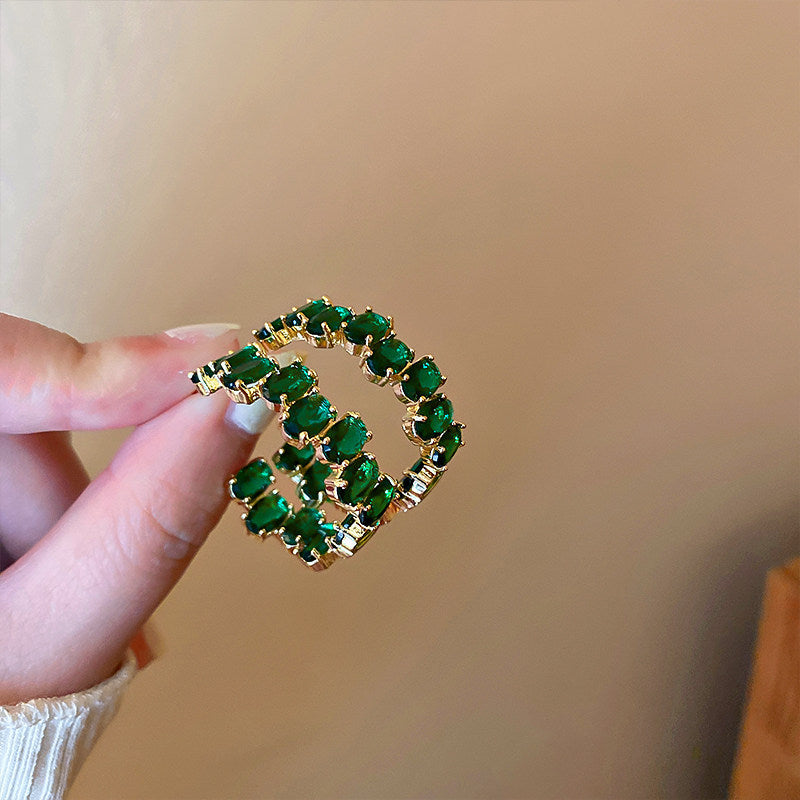 Vintage Cubic Zircon Geometric Stud Earrings 6W6JER819