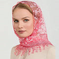 Solid Color Floral Lace Triangle Veil Head Scarf MK2BK6W6HHS23