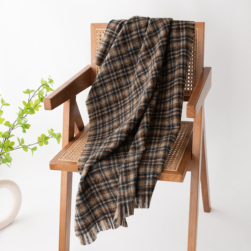 Vintage Soft Plaid Tassel Scarf 6W6NSW289