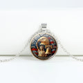 Retro USA Flag Pattern Round Pendant Chain Necklace 8ZA6JNC278T