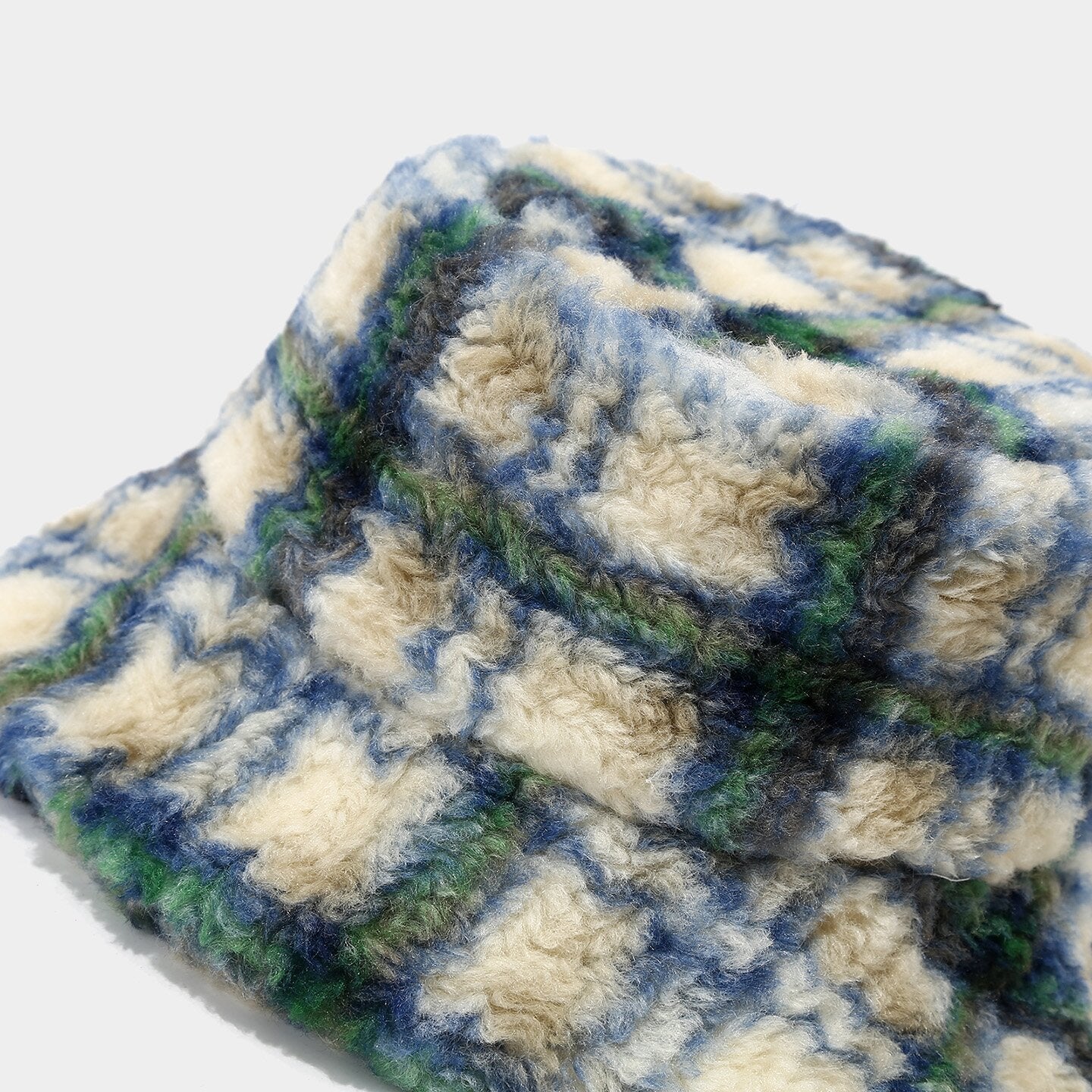 Casual Fluffy Color Contrast Warm Bucket Hat 6W6HAT531