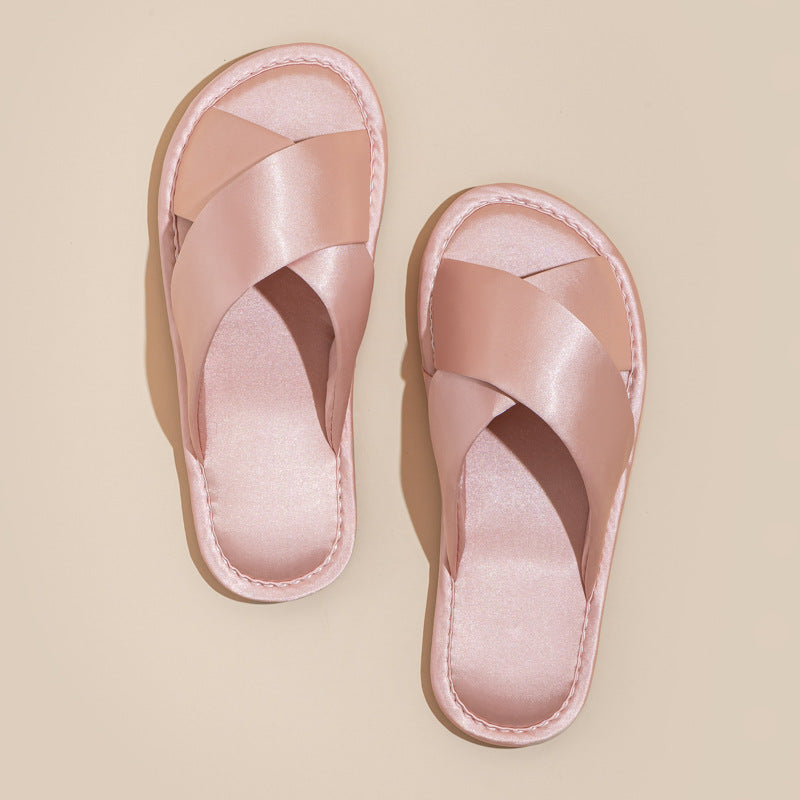 Solid Satin Slide Slippers - DippedShop Wholesale - #4179