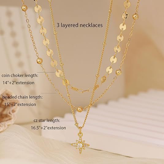 3 Pcs Simple Starburst Layered Chain Necklace 6W6JNC402L