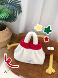 Cute Red Plush Fuzzy Christmas Tote Handbag 6W10BOB1346