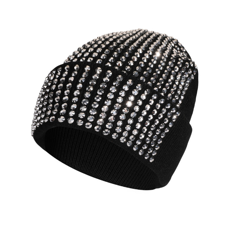 Sparkly Rhinestone Solid Color Knit Beanie Hat 6W6HAT655