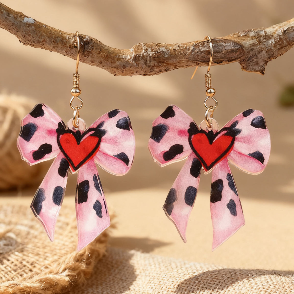 Leopard Bow Dangle Earrings - DippedShop Wholesale - #5267