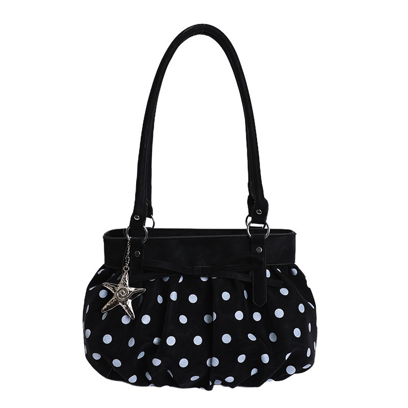 Fresh Polka Dots Bowknot Ruffled Underarm Bag 6W10BBG1381