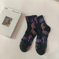Boho Style Color Block Jacquard Crew Socks 6W8FSO742