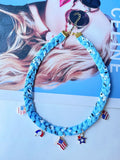 Hand Woven USA Flag Umbrella Pendant Choker Necklace 8ZA6JNC287T