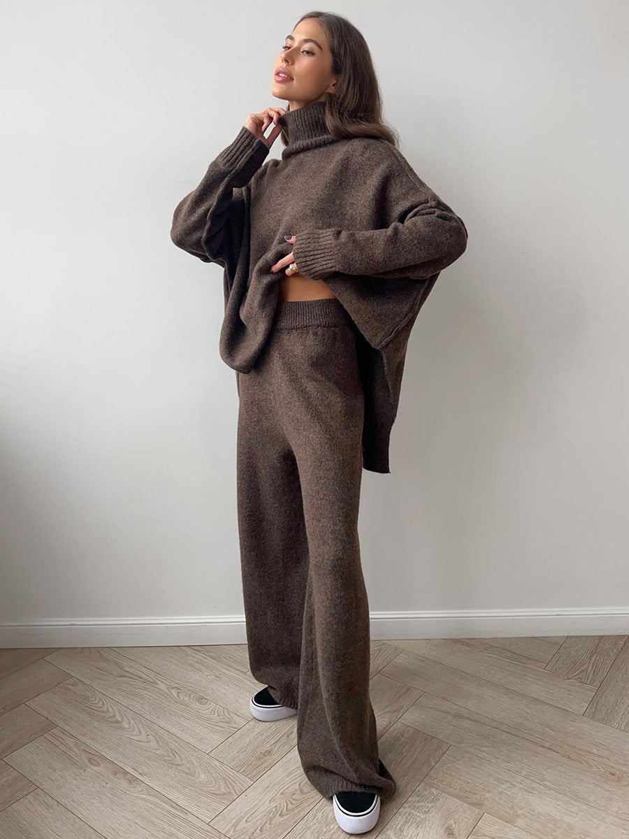 Loose High Collar Knit Set - DippedShop Wholesale - #9491