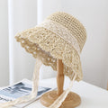 Hollow Lace Straw Bucket Hat - DippedShop Wholesale - #6947